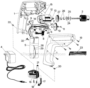 Page A Diagram and Parts List for 9020 Type 1 Black and Decker Electric Drill